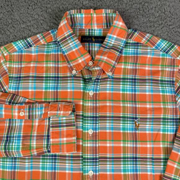 Ralph Lauren Shirt Mens M Multicolor Plaid Button Down Oxford OCBD Flesh Pony - Picture 1 of 8